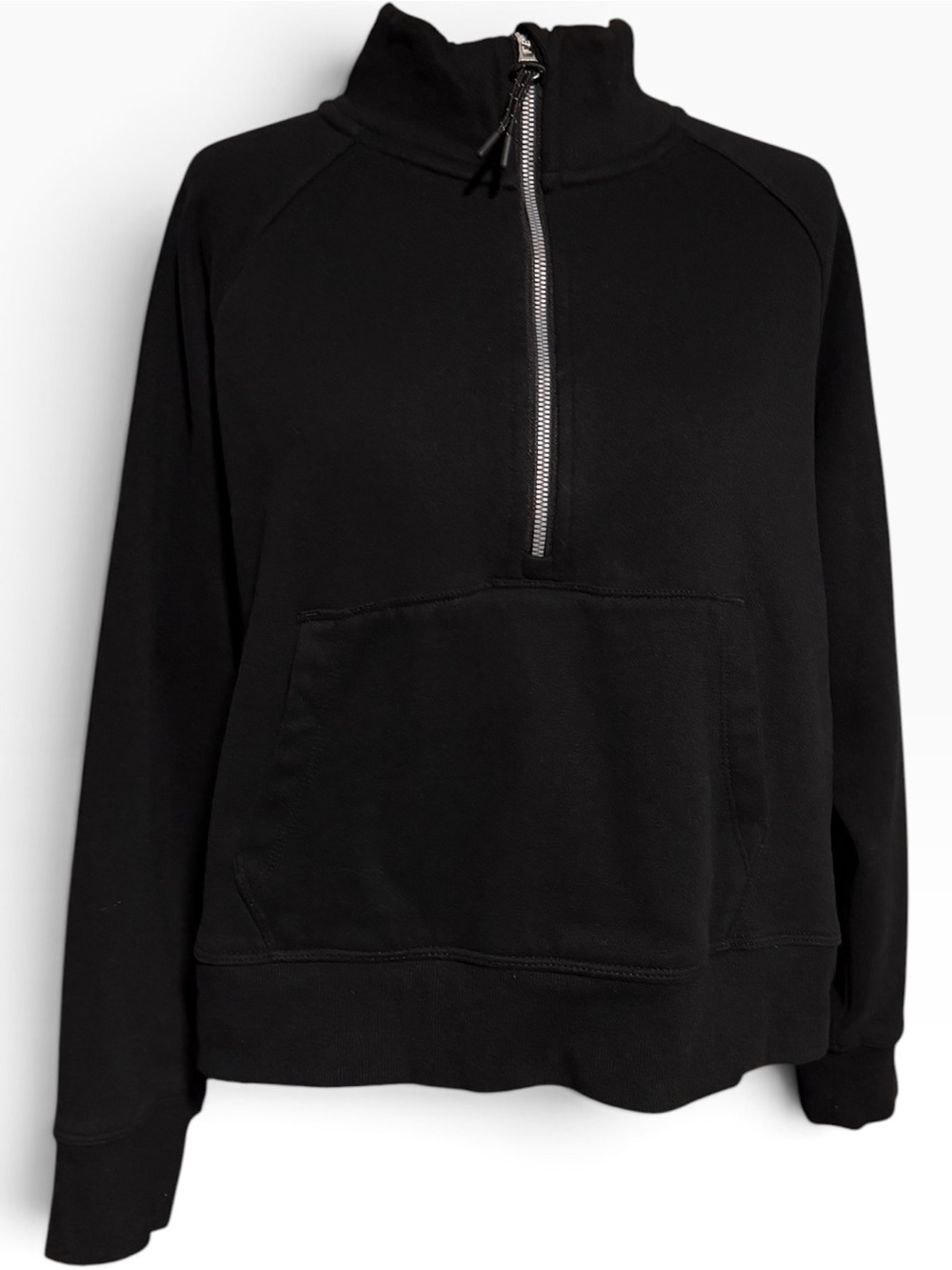 DKNY Sport Mock Neck Half Zip Cropped Sweatshirt Black Size L